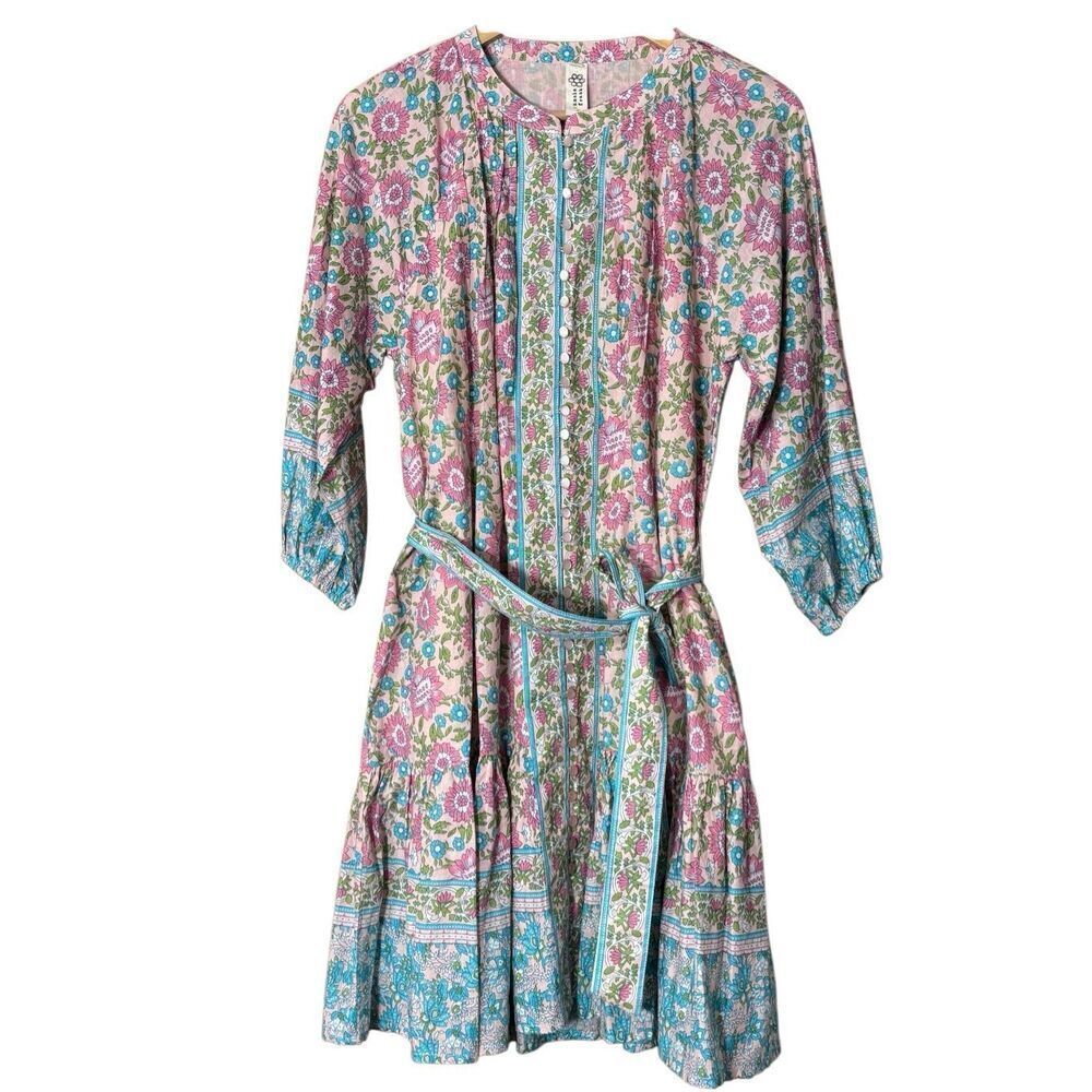 Uncle Frank Many Buttons Block Print tired floral Dress size small